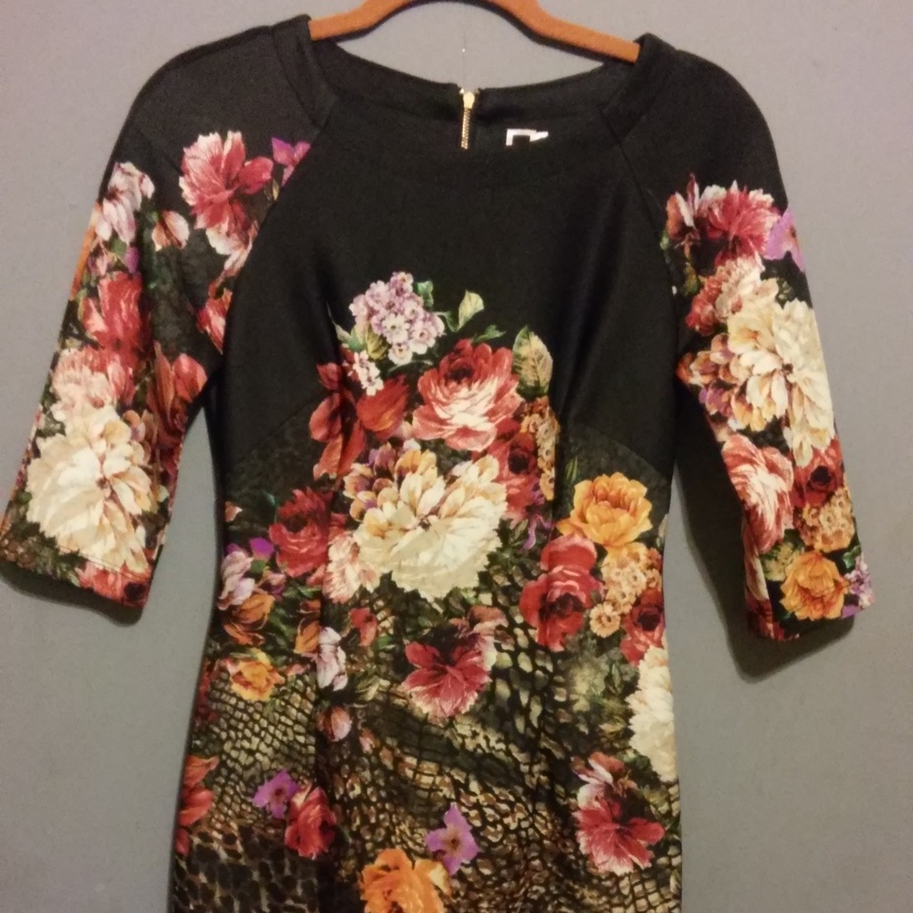 Floral snake print scuba dress